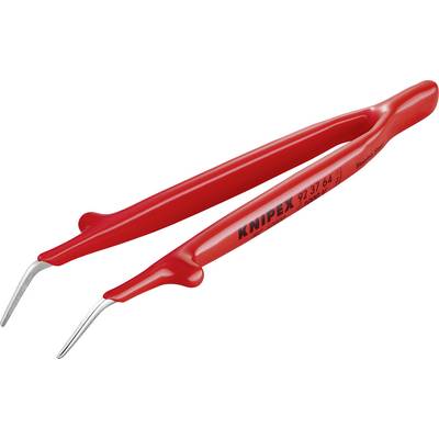 Pince isolée rouge à pointes recourbées, utilisée pour les travaux sur installations électriques.