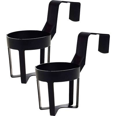 Deux supports de boisson noirs en métal, pouvant être fixés sur une surface horizontale.
