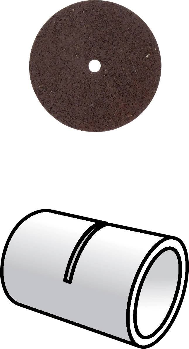 'Meule et couvercle de tube métallique. La meule est posée à plat au-dessus du couvercle de tube représenté en trois dimensions.'