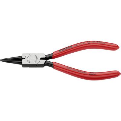 Pince avec poignée rouge et embouts métalliques. Inscription : 'Knipex Germany', 'Chrome-Vanadium'. Adaptée aux travaux précis.