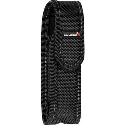 Étui vertical en nylon noir avec fermeture auto-agrippante pour lampe de poche.