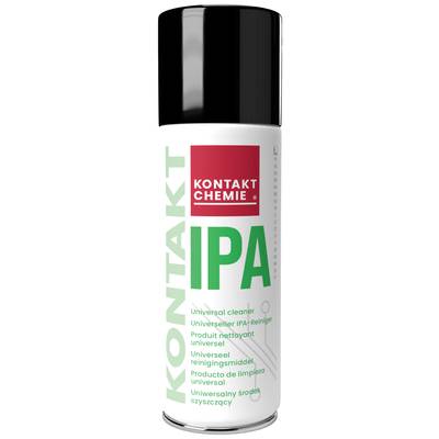 Bombe aérosol portant l'inscription 'KONTAKT IPA Universal cleaner'. Contient des descriptions en plusieurs langues : nettoyant universel, produit de nettoyage.