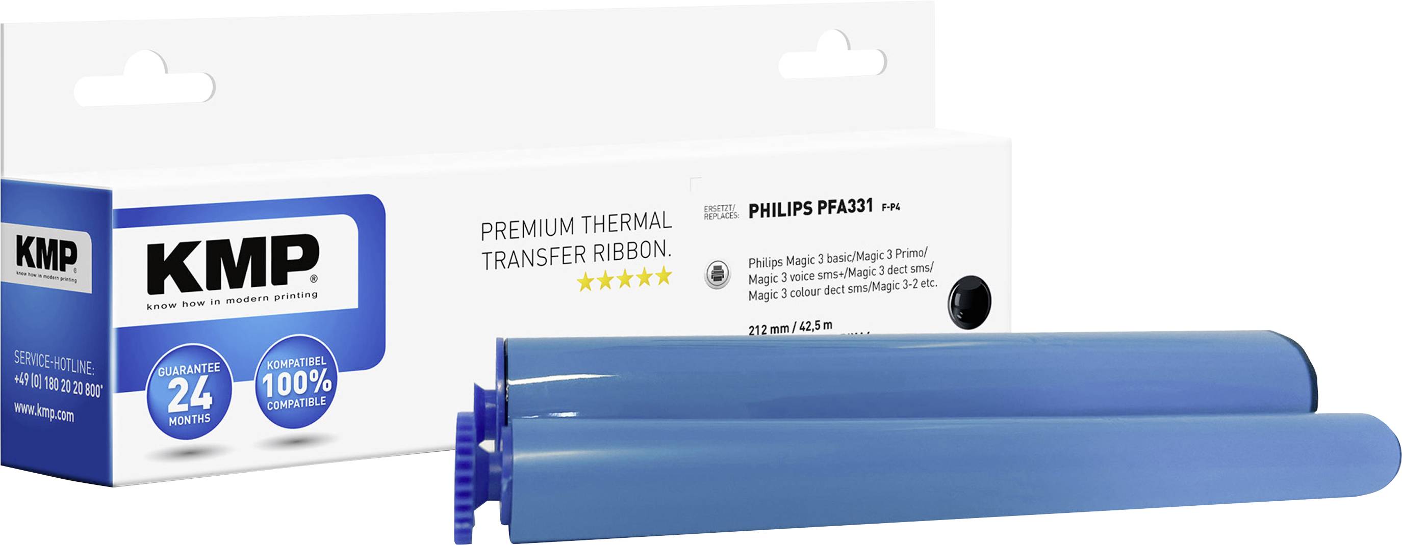 Ruban, rouleau à transfert thermique compatible KMP F-P4 Philips noir 140 pages 1 pc(s)