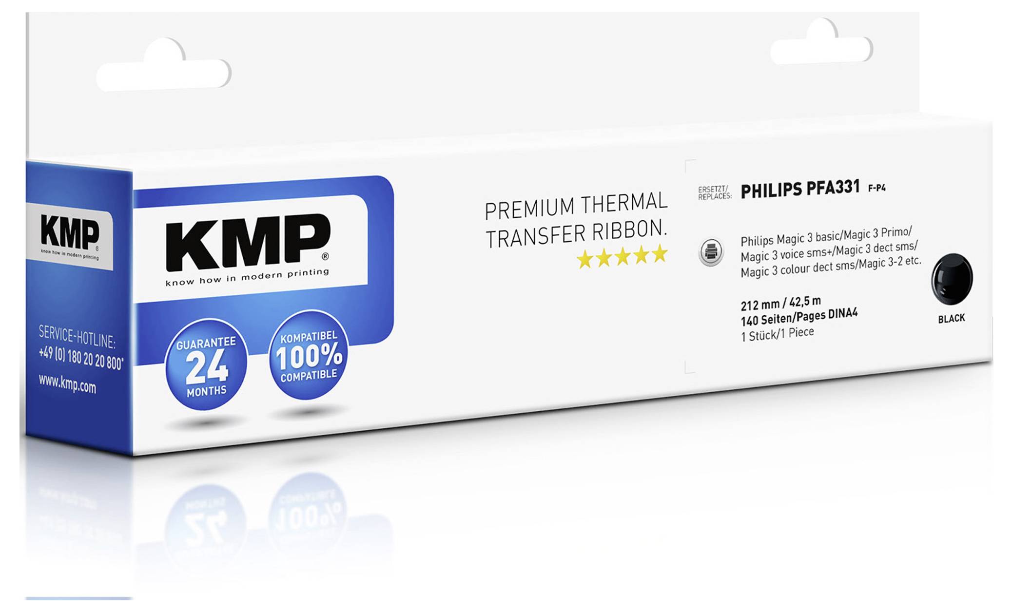 Ruban, rouleau à transfert thermique compatible KMP F-P4 Philips noir 140 pages 1 pc(s)-1