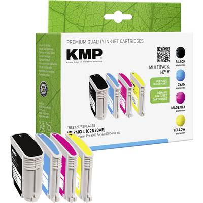 KMP Cartouche d'encre remplace HP 940 XL compatible pack bundle noir, cyan, magenta, jaune H71V 1715,4005