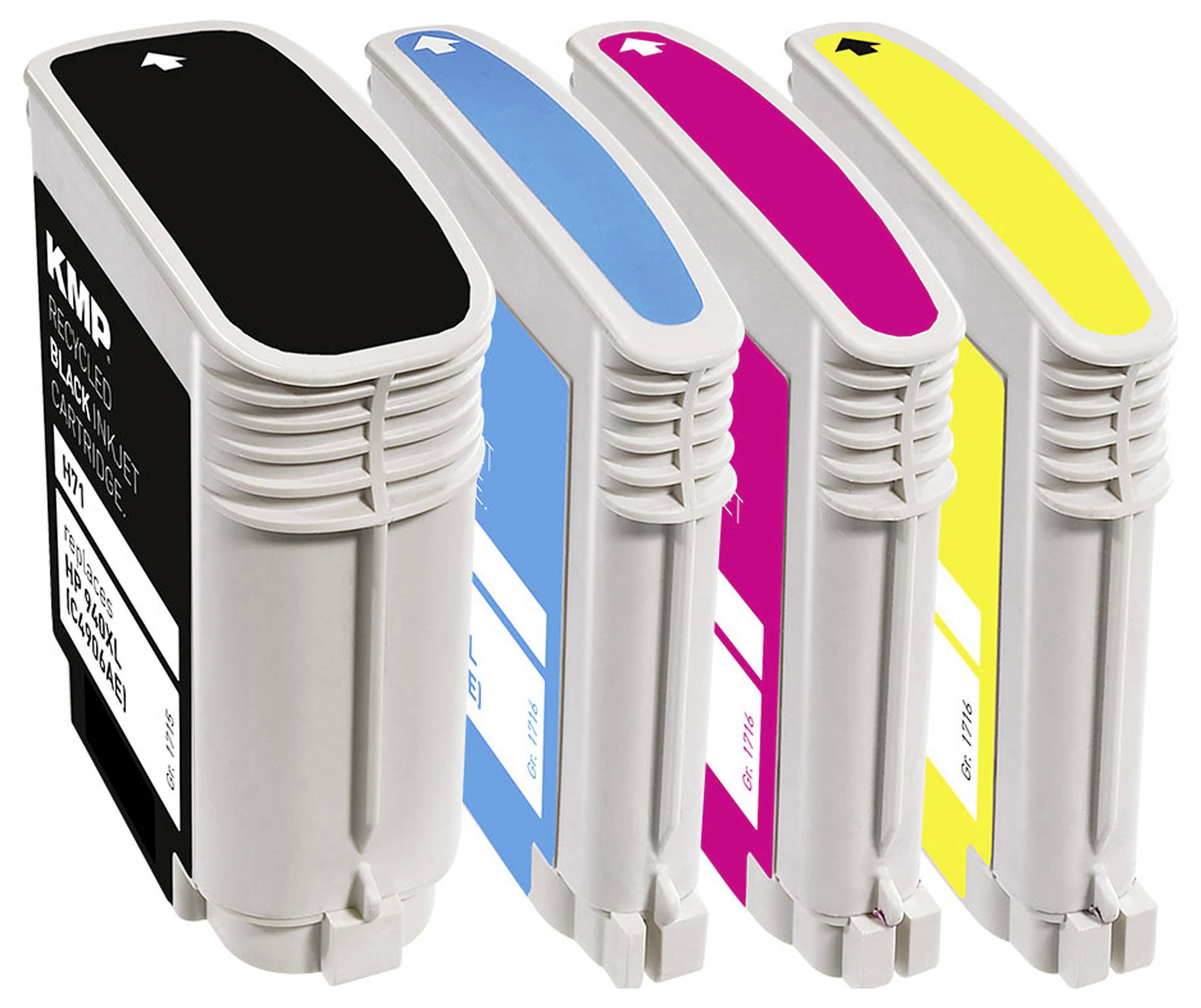 KMP Encre remplace HP 940XL, C2N93AE, C4906AE, C4907AE, C4908AE, C4909AE compatible pack bundle noir, cyan, magenta, jau-2