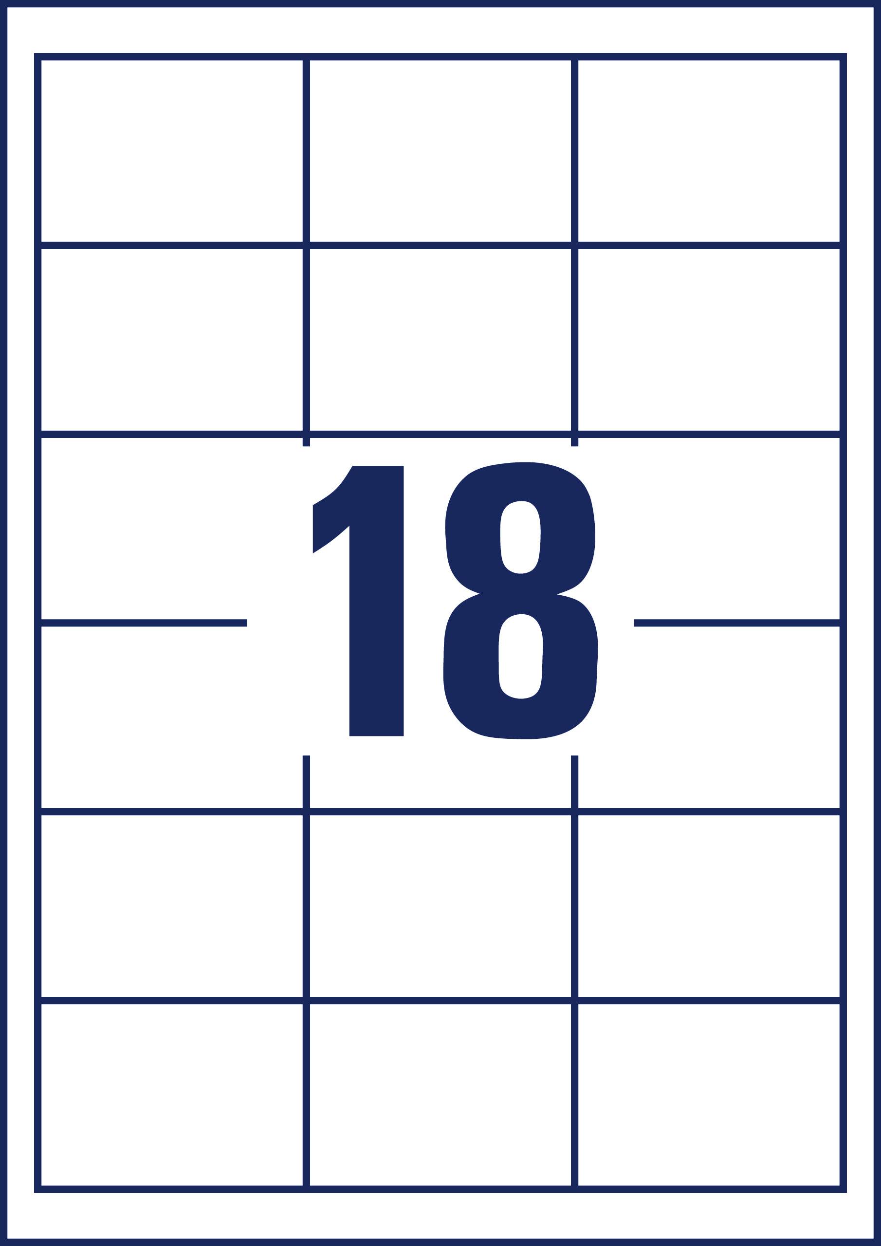 Carte avec le nombre 18 au centre, encadrée par un motif quadrillé.