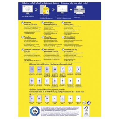 Etiquette universelles Avery-Zweckform L6023REV-25 63.5 x 38.1 mm papier blanc 630 pc(s) décollable-9
