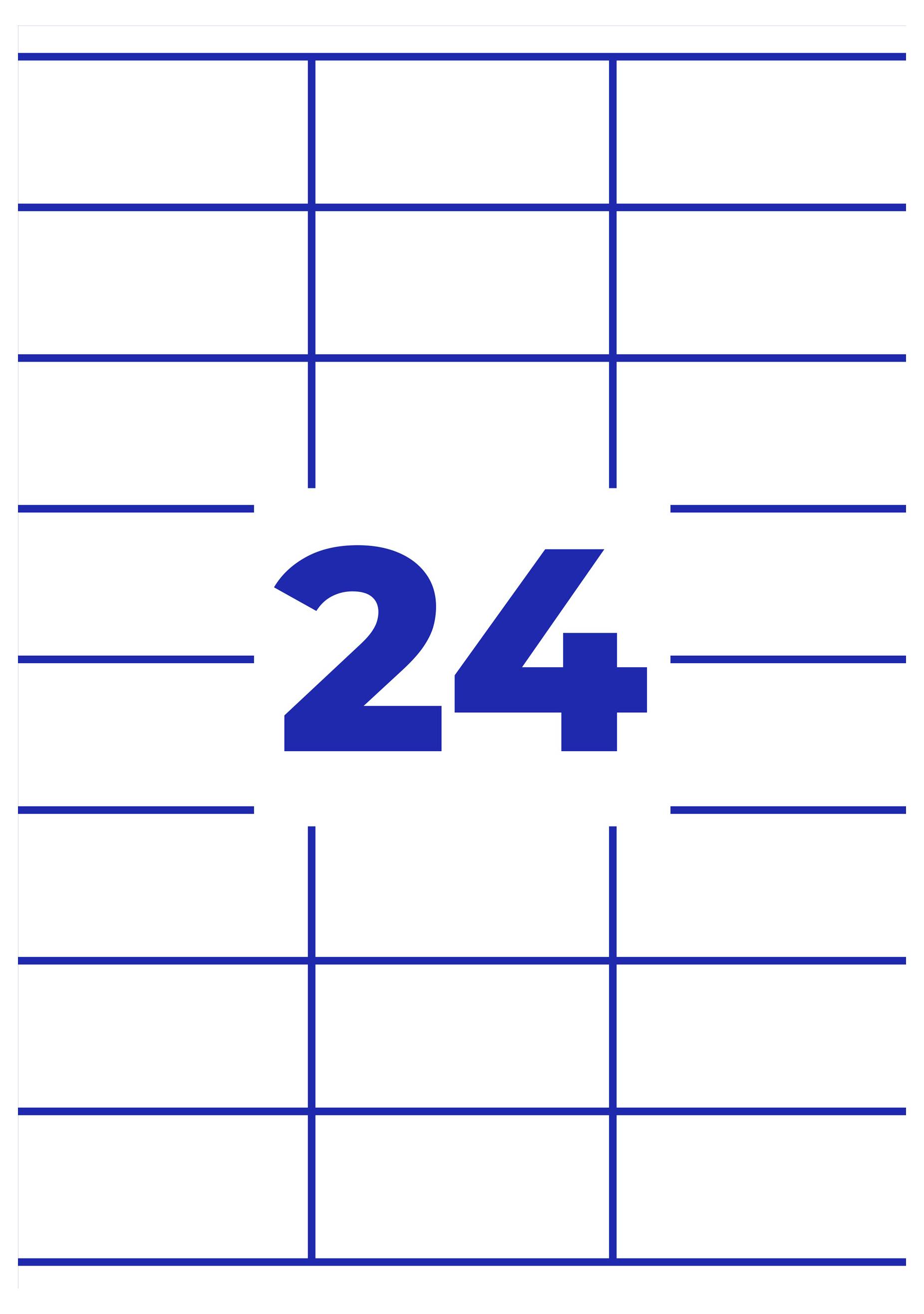 Symbole de calendrier ou de grille bleu avec le numéro « 24 » au centre.