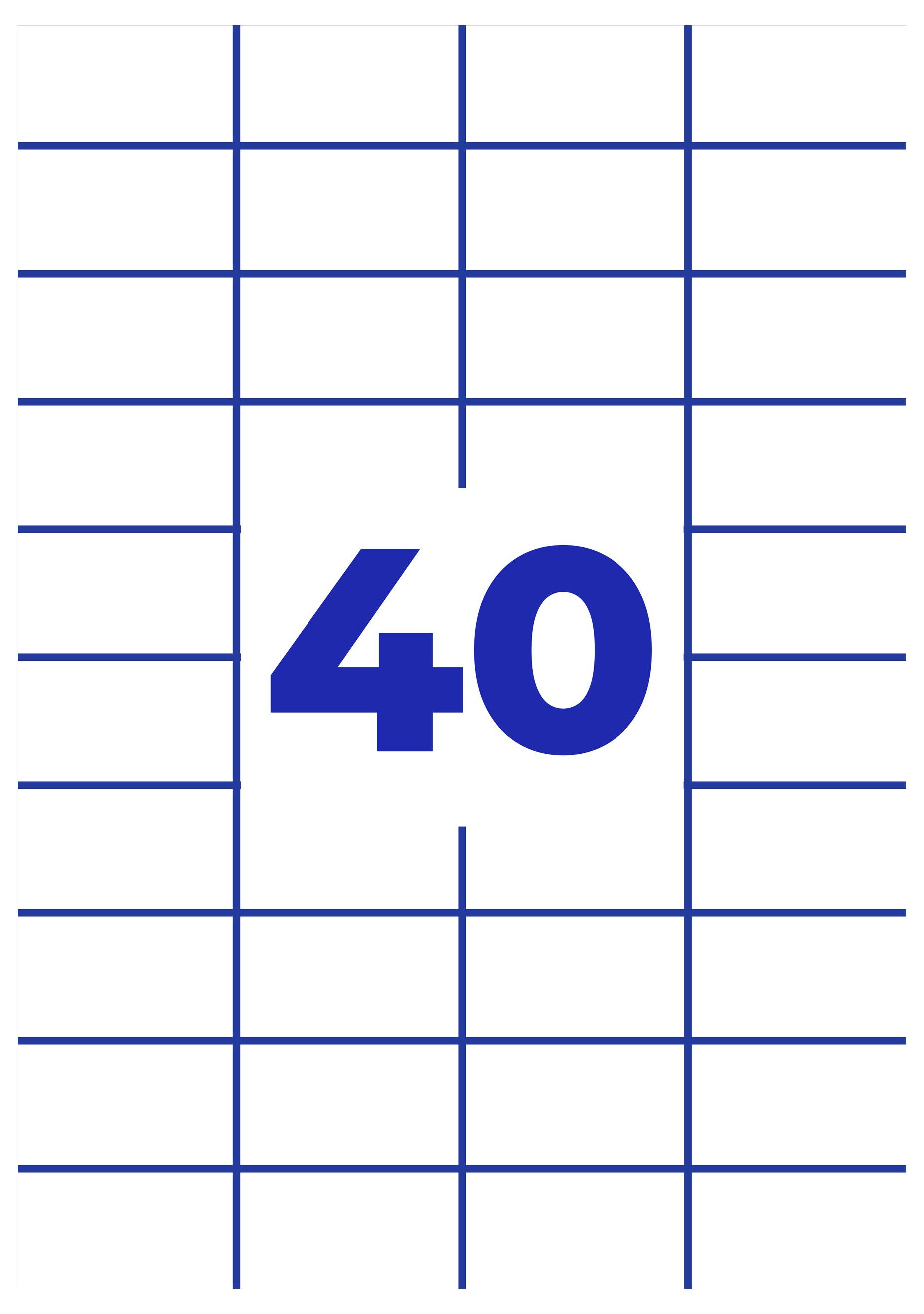 Modèle blanc avec grille bleue et le chiffre '40' au centre.