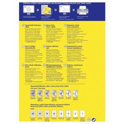 Avery-Zweckform L6013-20 Etiquette plaques signalétiques 210 x 297 mm film de polyester argent 20 pc(s) fixation permane-9