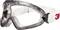 Lunettes de protection avec bandeau blanc et verres transparents, adaptées pour une utilisation dans des environnements dangereux, offrent une protection pour les yeux.