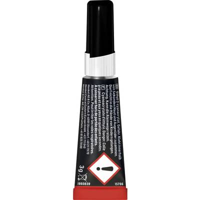 Un petit tube avec un symbole d'avertissement sur l'étiquette avant, indiquant une mise en garde. Contient du texte en plusieurs langues et des instructions de sécurité.