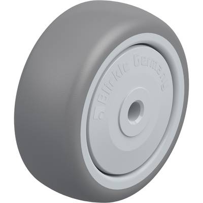Roue en plastique grise de BLICKLE à surface lisse et avec un trou central, adaptée aux applications de transport générales.