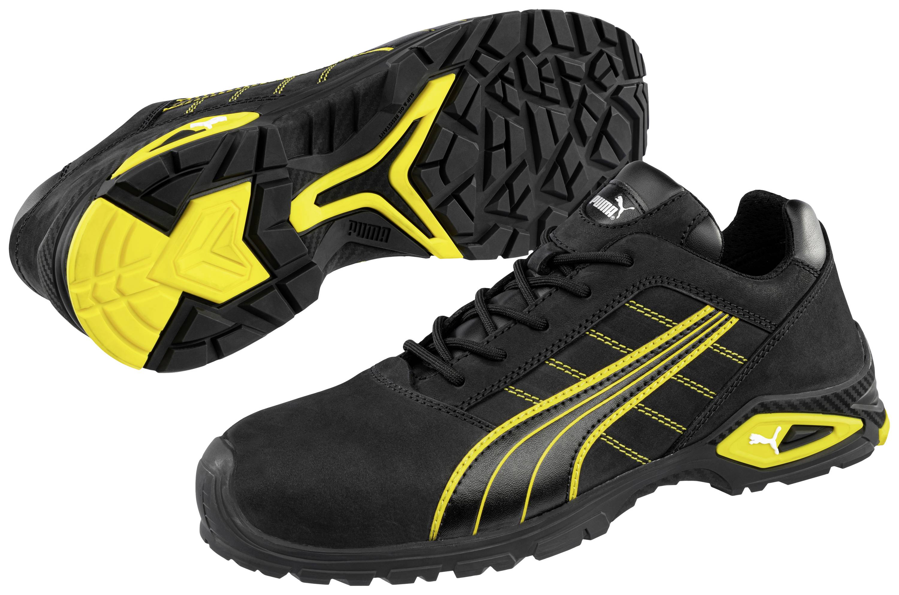 PUMA Safety Sicherheitshalbschuh S3 AMSTERDAM Gr.42 schwarz/gelb, Nubukleder, Alukappe 642710263000042 Chaussures de séc