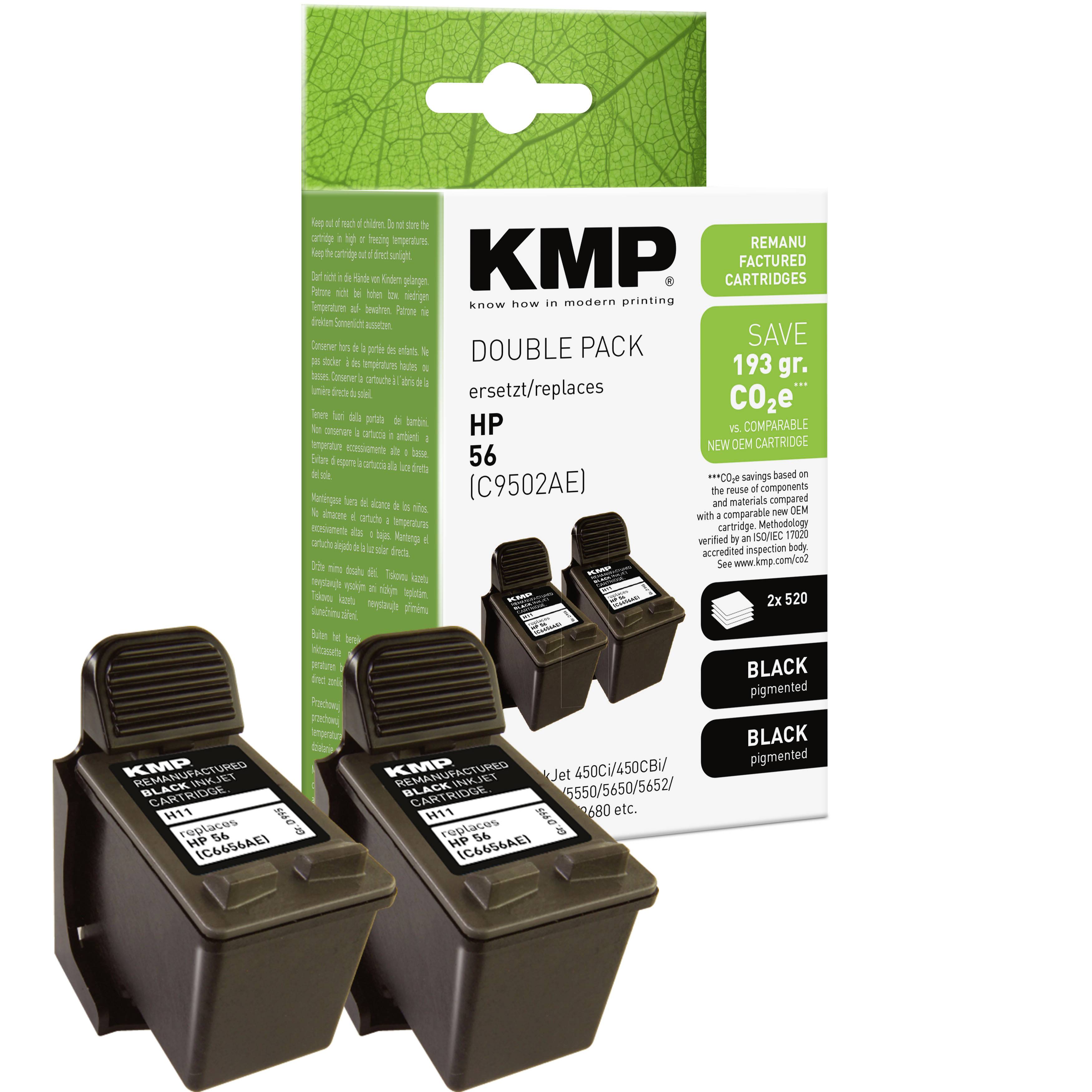 KMP Encre remplace HP 56, C6656AE compatible paquet de 2 noir H11D 0995,4021