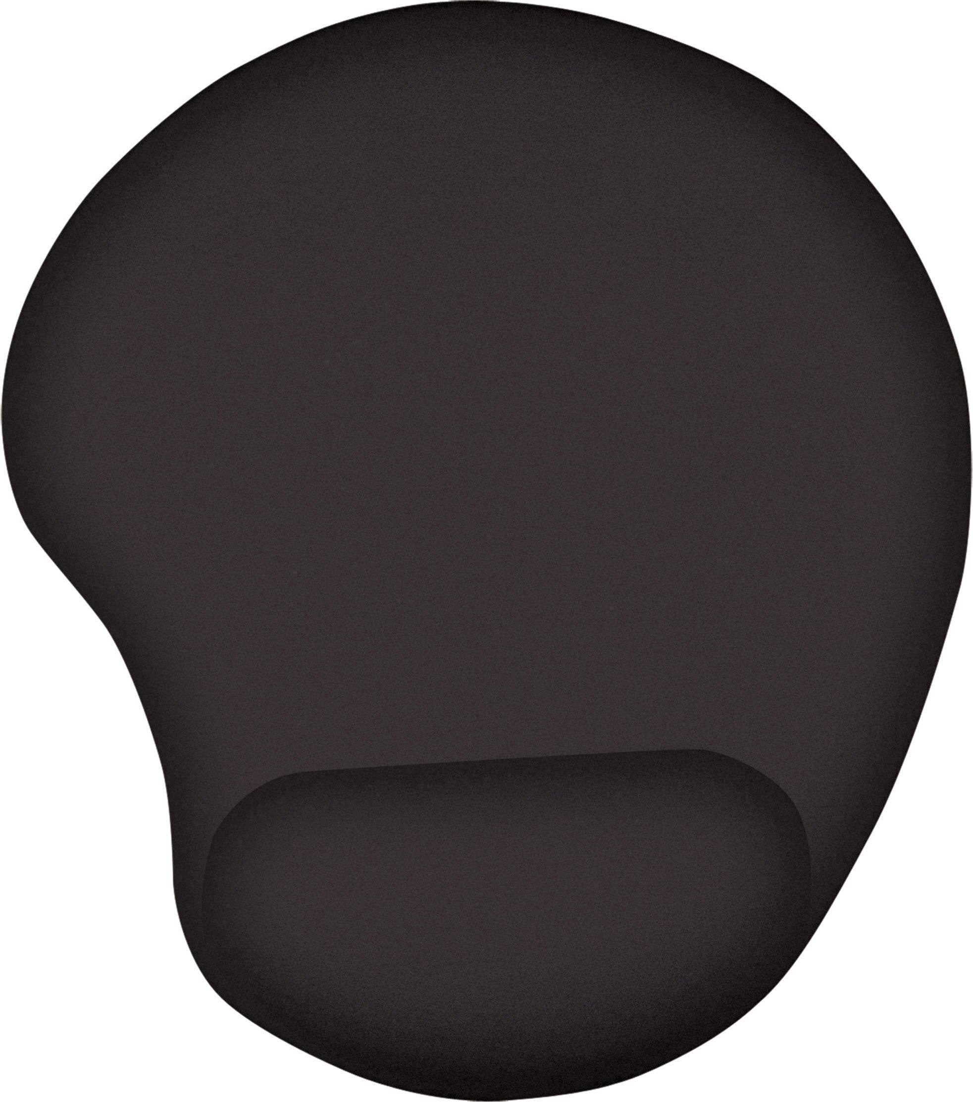 Tapis de souris noir ergonomique avec repose-poignet pour soutenir l'utilisation des souris d'ordinateur.