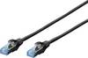 Câble de raccordement réseau informatique RJ45 CAT 5e SF/UTP Digitus - [1x RJ45 mâle - 1x RJ45 mâle] - 0.50 m - noir