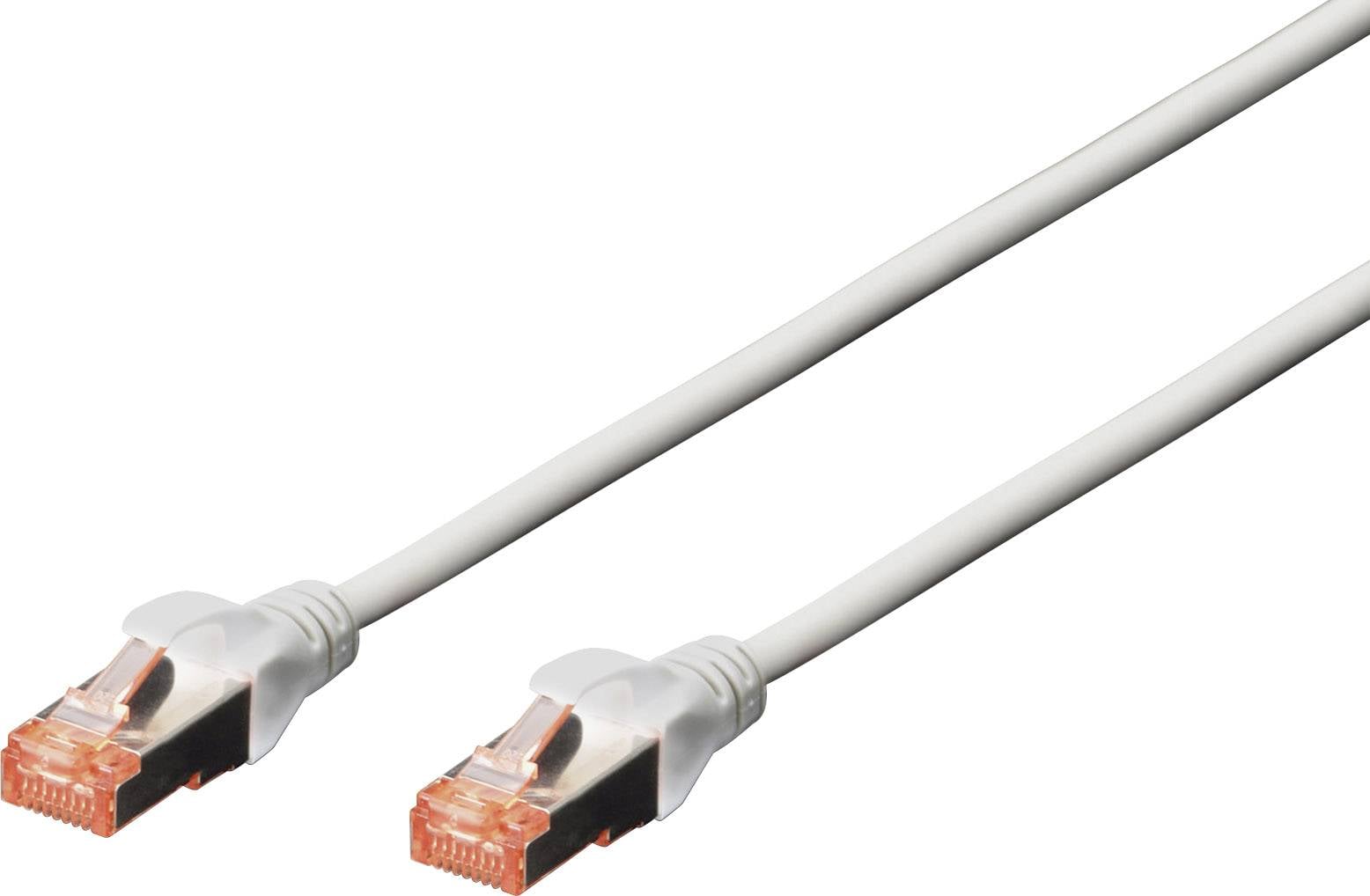 Câble Ethernet blanc avec deux connecteurs RJ45.