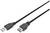 Un câble d'extension USB noir avec une fiche USB-A et un port USB-A sur un fond blanc.