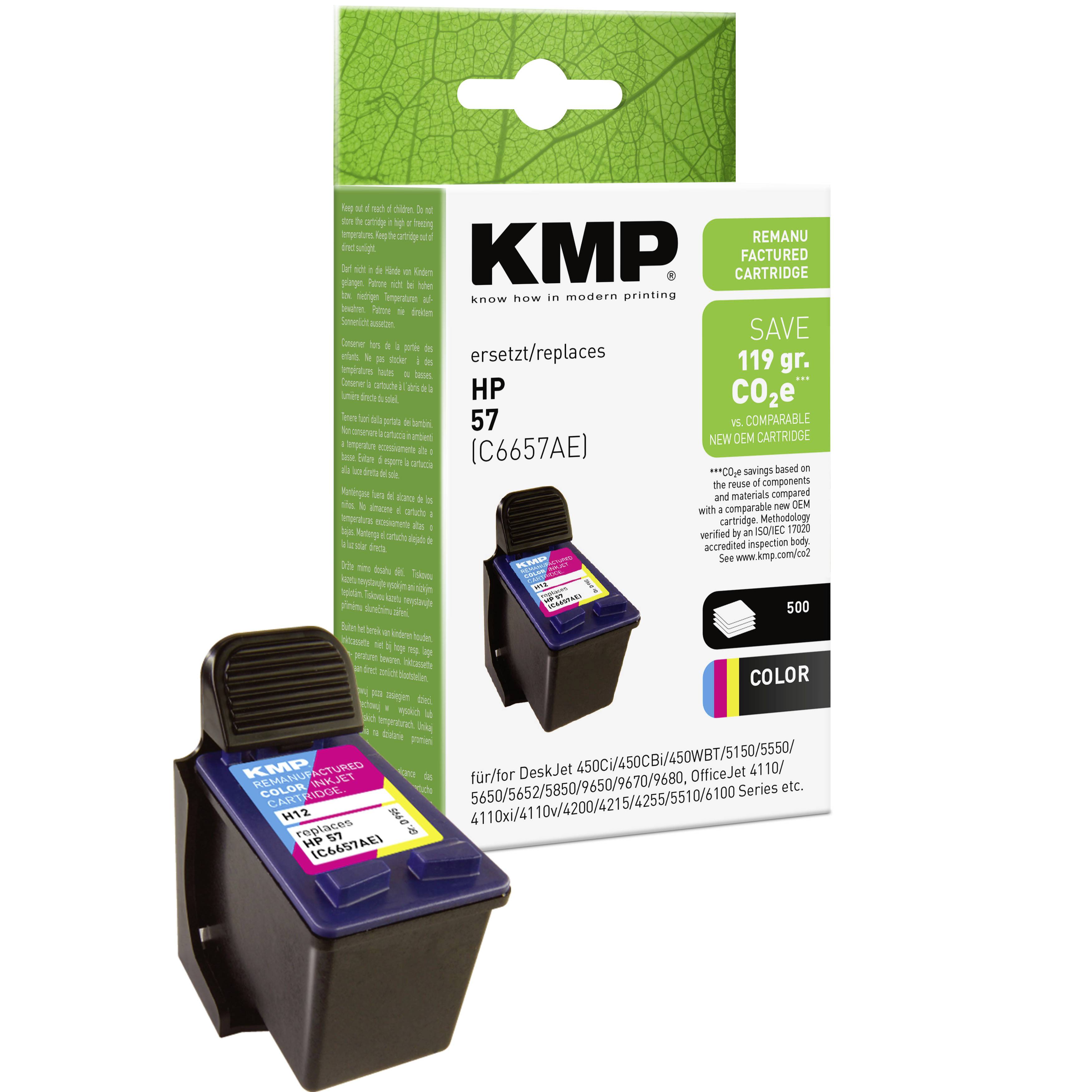 Cartouche d'encre compatible KMP équivalent HP N°57 (C6657AE) cyan, magenta, jaune