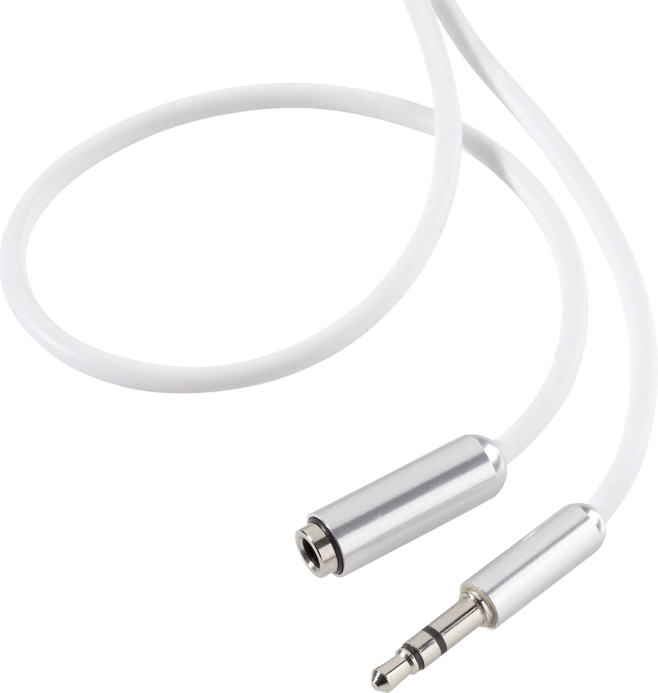 Câble audio SpeaKa Professional SP-3956792 [1x Jack mâle 3.5 mm - 1x Jack femelle 3.5 mm] 5.00 m blanc gaine ultra-douce