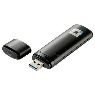 Clé USB avec son capuchon retiré. L'appareil est noir avec un connecteur argenté et un logo sur le dessus.