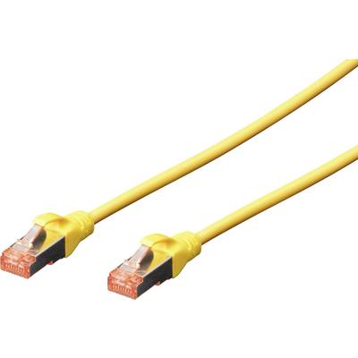 Digitus DK-1641-0025/Y RJ45 Câble réseau, câble patch CAT 6 S/FTP 0.25 m jaune ignifuge, avec cliquet d'encastrement 1 p