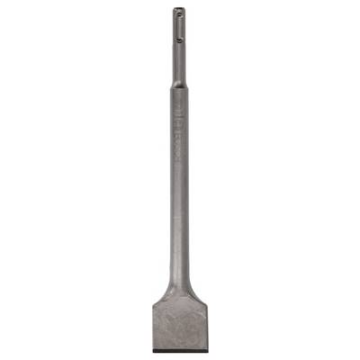 Un ciseau en acier ou un grattoir plat avec un long manche et une lame plate large, montré verticalement sur fond blanc.