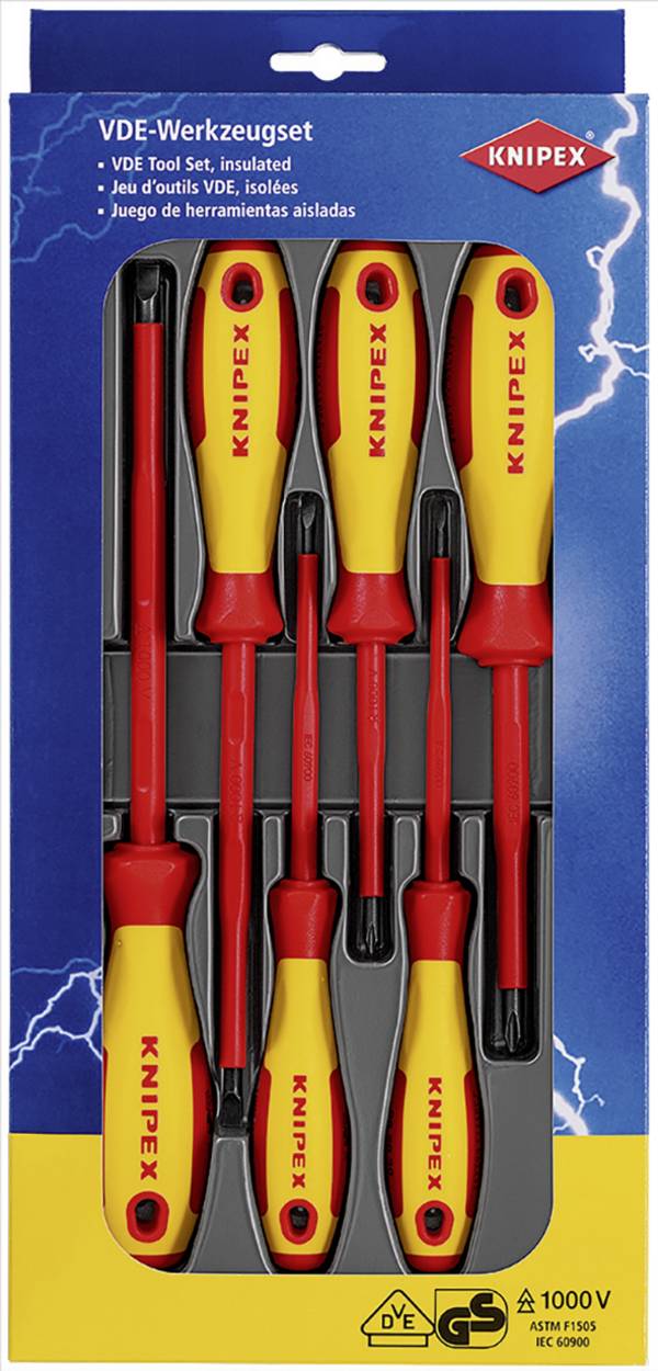 Knipex VDE Jeu de tournevis 6 pièces vis à fente, cruciforme Phillips