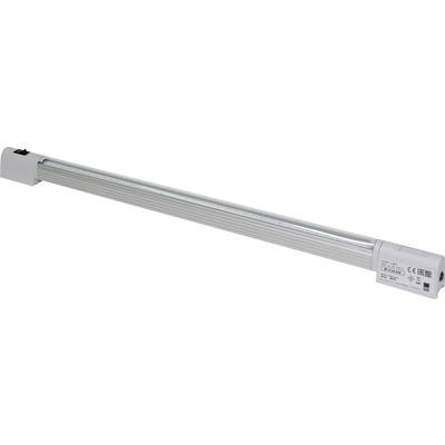 Tube long et blanc à LED, avec connexion électrique aux deux extrémités, adapté pour l'éclairage intérieur de bureaux ou d'espaces de vie.