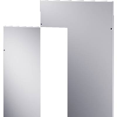 Deux plaques rectangulaires en métal de couleur gris argenté, disposées verticalement. Une plaque plus petite chevauche légèrement la plus grande.