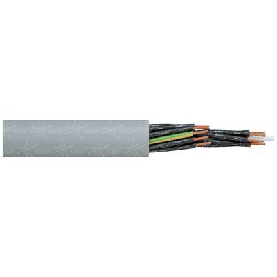 Un câble gris comportant plusieurs conducteurs en cuivre, dont un vert et jaune qui dépasse visiblement de l'isolation.
