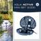 'Aqua Active Mini Set 2.000' Ensemble de filtration pour systèmes de bassin, avec image d'un filtre et d'une source d'eau bouillonnante dans un jardin.