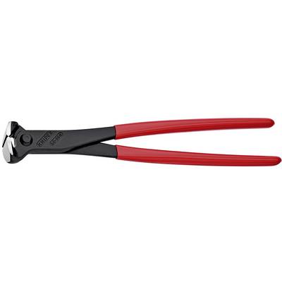 Pince coupante à poignées rouges et mâchoires noires, utilisée pour couper du fil ou du métal fin.