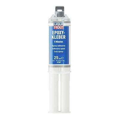 Colle époxy à deux composants de Liqui Moly, 25 ml, idéale pour des connexions rapides, temps de durcissement de 5 minutes.