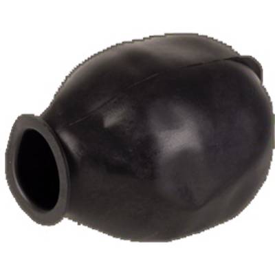 Valve en caoutchouc noir, cylindrique à extrémité rétrécie, destinée au contrôle de l'air dans les dispositifs mécaniques.