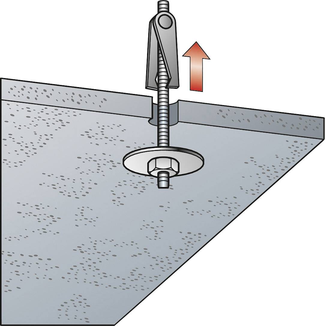 L'image montre un goujon métallique ancré dans une dalle en béton. Une flèche indique la direction de traction du goujon.