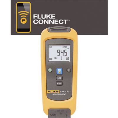 L'appareil de mesure de courant 'Fluke 3002 FC' affiche 94,5 ampères. Écran avec symboles pour courant alternatif/continu et connexion Bluetooth.