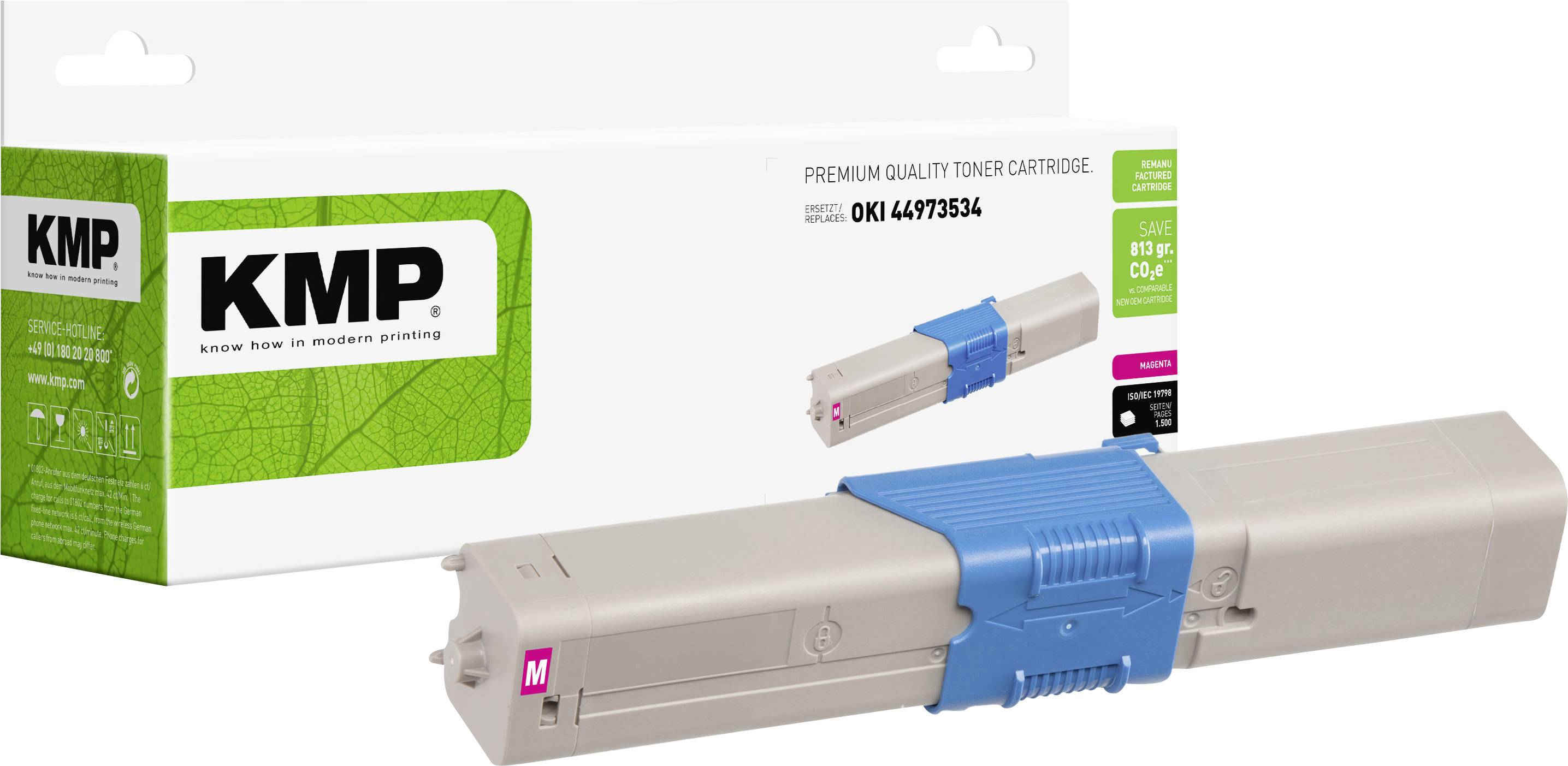 KMP Cassette de toner remplace OKI 44973534 compatible magenta 1500 pages O-T38