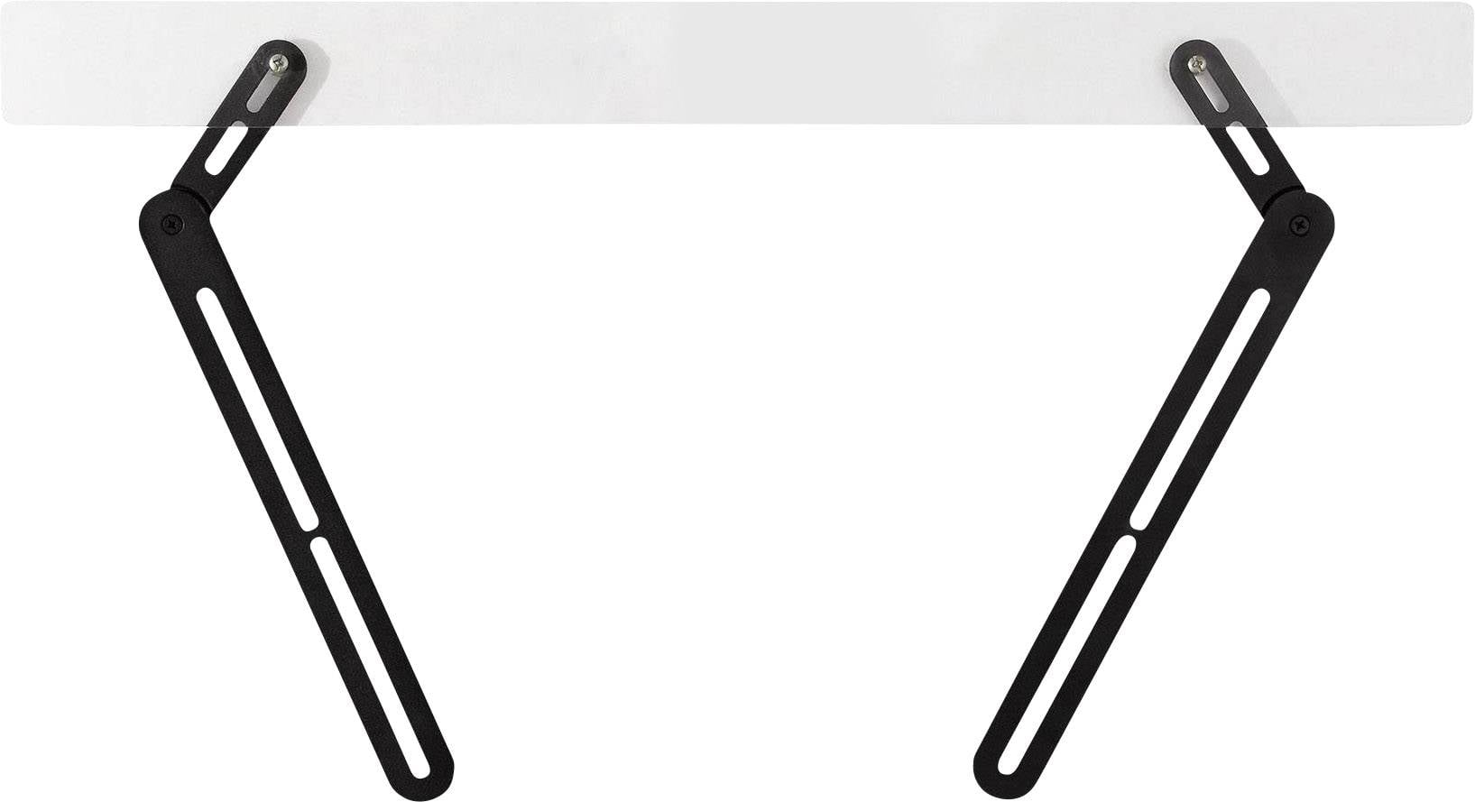 Plateau de table blanc avec deux supports pliables noirs en dessous.