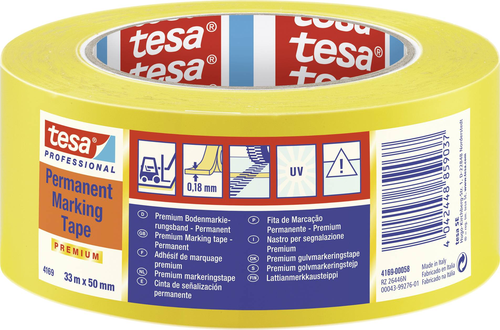 Bande adhésive de marquage tesa tesa® Professional 04169-00058-93 jaune (L x l) 33 m x 50 mm acrylate 1 pc(s)