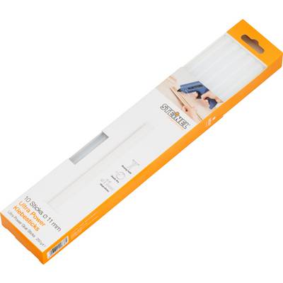Bâtons de colle en emballage orange, lot de 10, diamètre de 11 mm, adaptés aux pistolets à colle chaude.