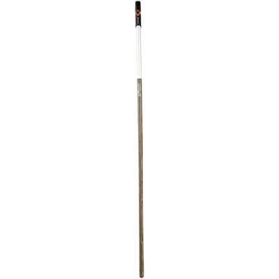 Longue tige en bois et en métal avec embout noir.