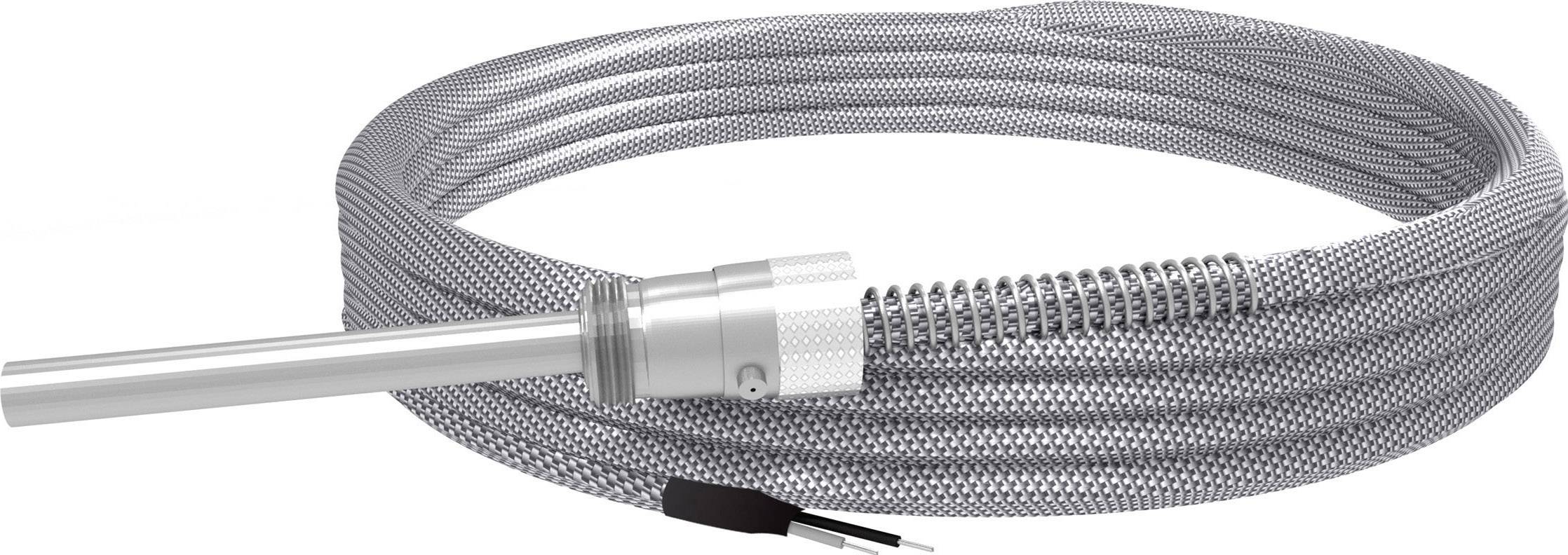 Un câble argenté, flexible, avec gaine et fiche, adapté aux applications techniques ou aux connexions industrielles.