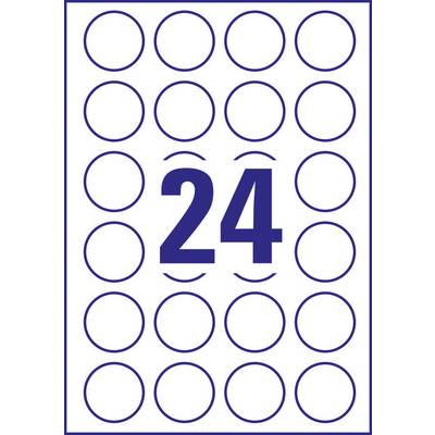 Nombre '24' au centre, entouré de cercles bleus ; six cercles par colonne, cinq par rangée.
