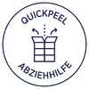 L'image montre un symbole portant l'inscription 'QUICKPEEL ASSISTANCE DE RETRAIT', qui représente une méthode simplifiée de retrait.