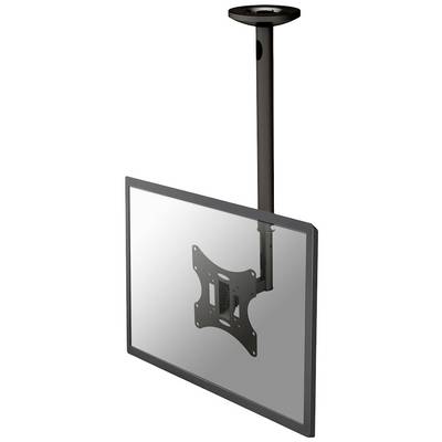 Un support de plafond noir fixe un écran plat suspendu vers le bas. Adapté pour les téléviseurs ou les moniteurs.