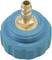 Un raccord de tuyau adaptateur bleu avec un embout en laiton. Ce raccord sert à connecter des tuyaux dans des applications techniques.