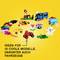 Modèles LEGO de différents véhicules et figurines sur fond jaune. Texte : Idées pour 10 modèles cool, incluant des véhicules.